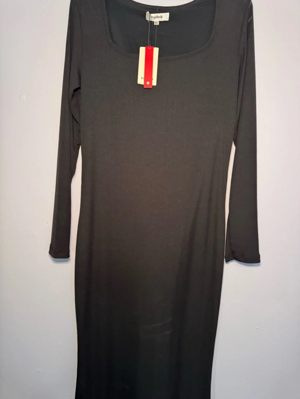 NWT 3XL Popilush Shapewear Square Neck Long Sleeve Slimming Modal Maxi Dress - Picture 4 of 5